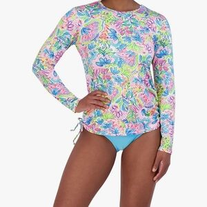 *NWT* Stella Parker Women's Long Sleeve Rushguard Adjustable Side Ties Size L